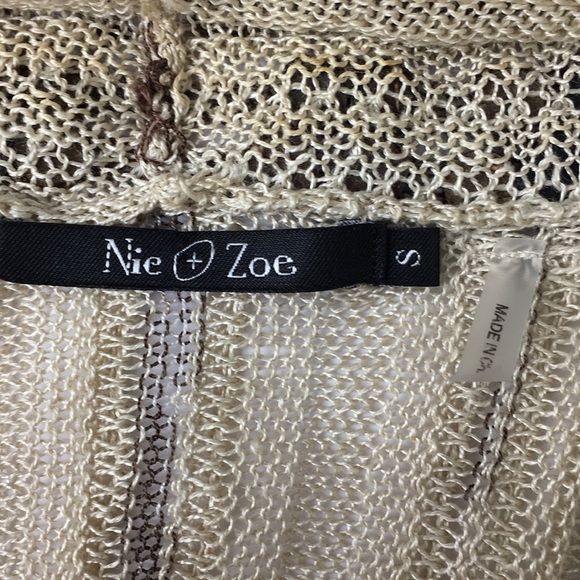 3/$20 Nic + Zoe Brown Fringed Beaded Cardigan Sweater Women’s Small Linen Blend - Picture 5 of 10